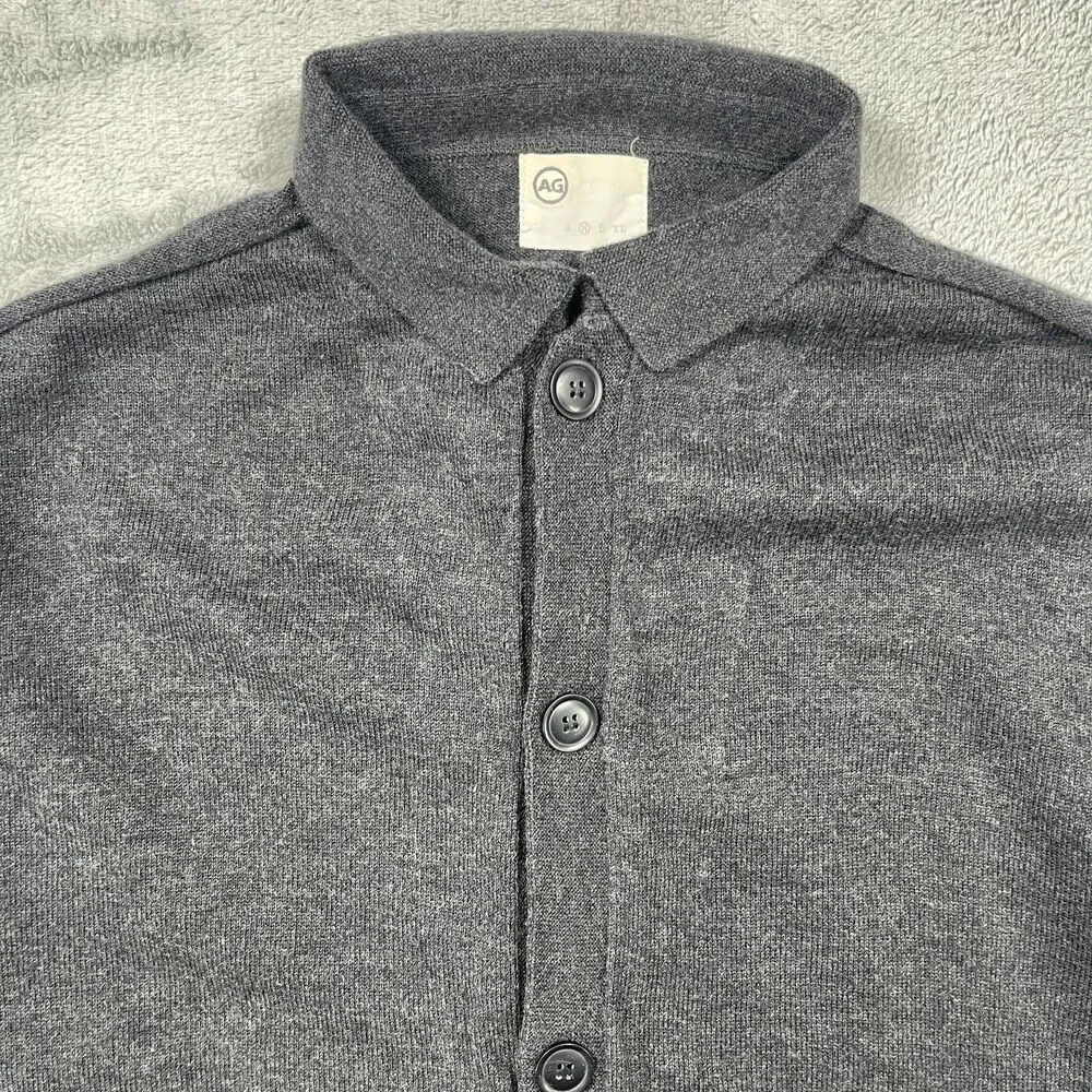 AG Adriano Goldschmied Cardigan Sweater Mens Medium Gray Pockets Long Sleeve